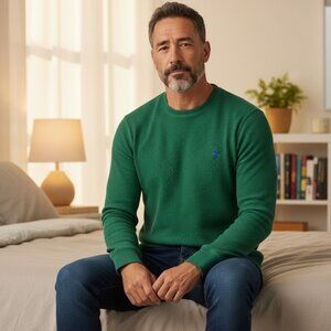 Polo Ralph Lauren Waffle Men's Thermal Long Sleeve T-shirt Large Green